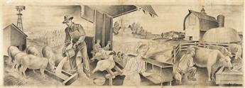 JAMES RUSSELL SHERMAN (1906-1989) Mural Studies for the Marion, Iowa, Post Office (Pair).